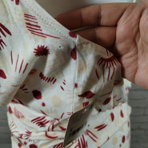 MM Free People Daria Ivory Abstract Halter Neck Open Back Slit Maxi Dress NWT S - Picture 3 of 13